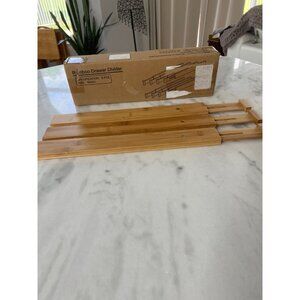 NEW Adjustable Bamboo Drawer Dividers 8-Piece Set Small Size For Kitchen Storage
